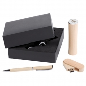Набор Wood: аккумулятор, флешка и ручка - 7114